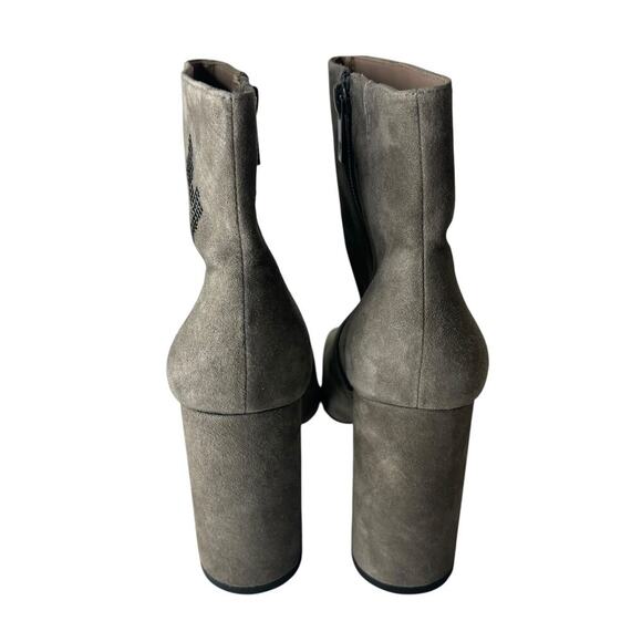 Donald Pliner Floral Embellished Peep Toe Suede Booties Grey Size 9.5 - Picture 7 of 9